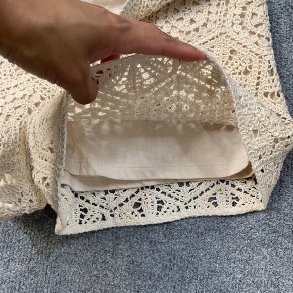 H&M Shorts Womens XS Extra Small Cream Side Zip Crochet Knit Inner Lined Culotte - Picture 8 of 11